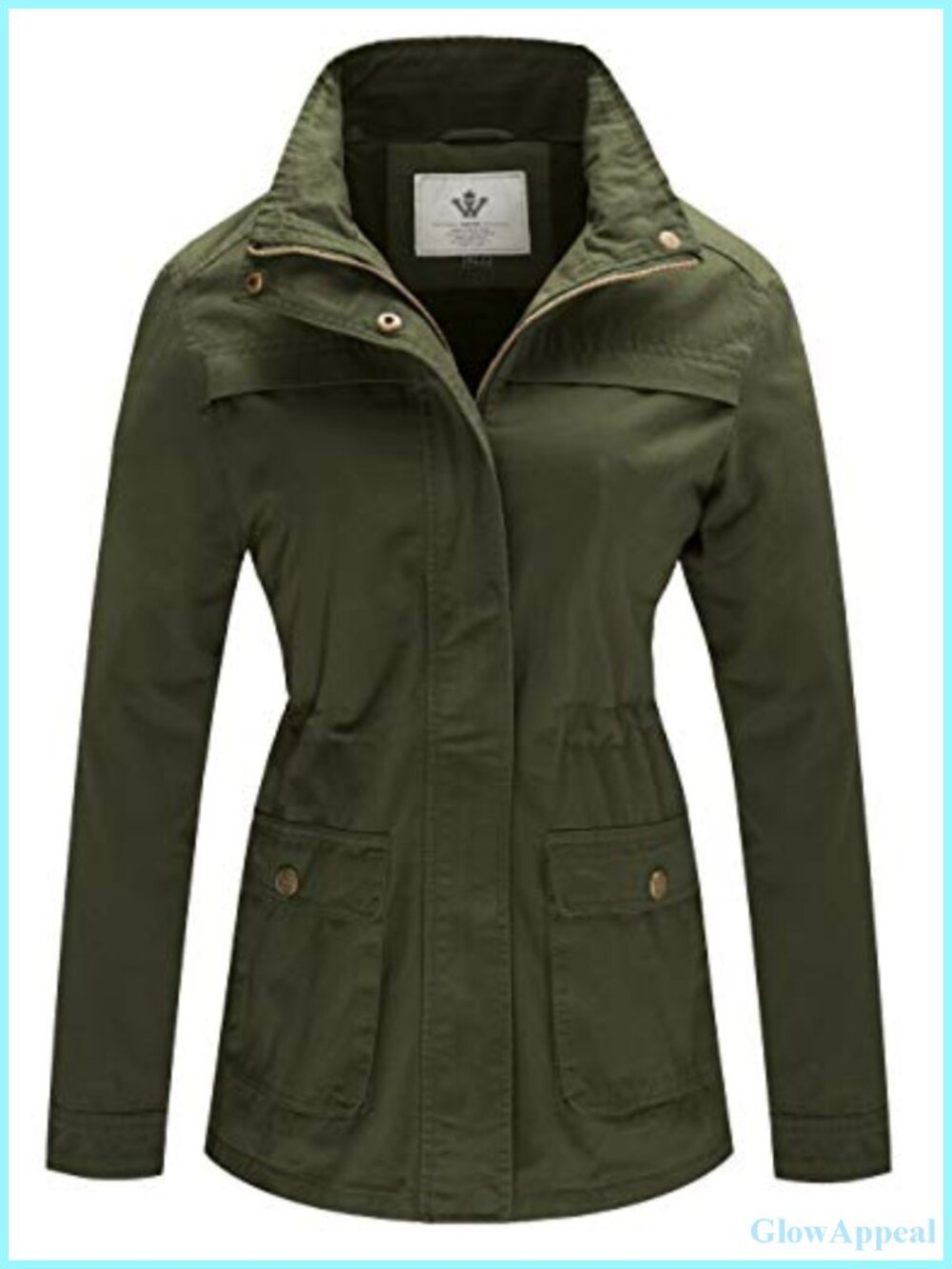 Women's Military Utility Anorak Jacket Cotton Slim Fit Zip Coat